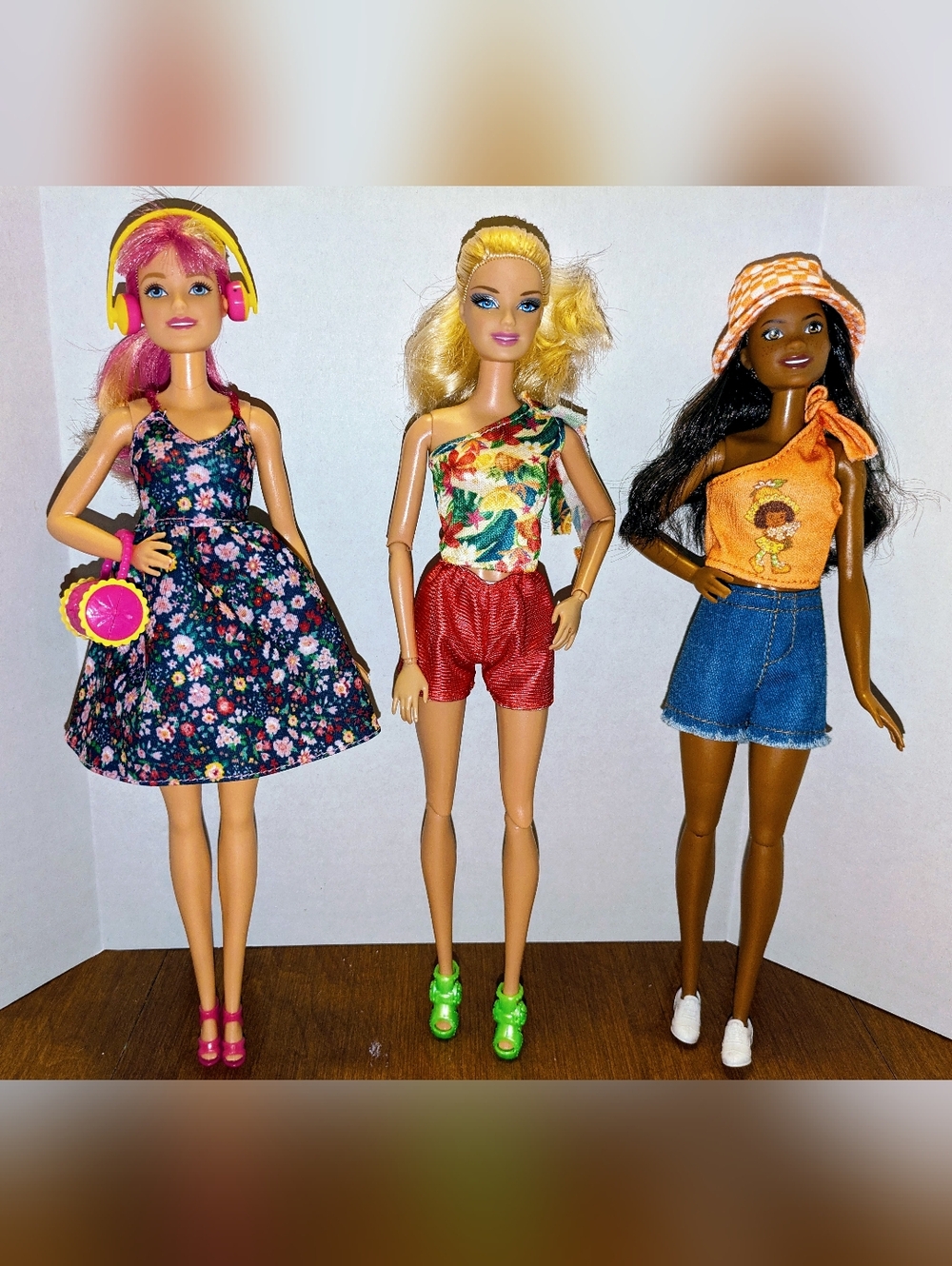 Lot of 3 Redressed Summer Time Theme Barbie Dolls